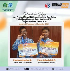 Siswa MAN IC Batam Raih Medali Emas dan Perak Bidang Astronomi di OSN Tingkat Nasional Tahun 2024