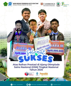 Lima Siswa MAN IC Batam Raih Prestasi Gemilang di Ajang OSN 2025 Tingkat Nasional