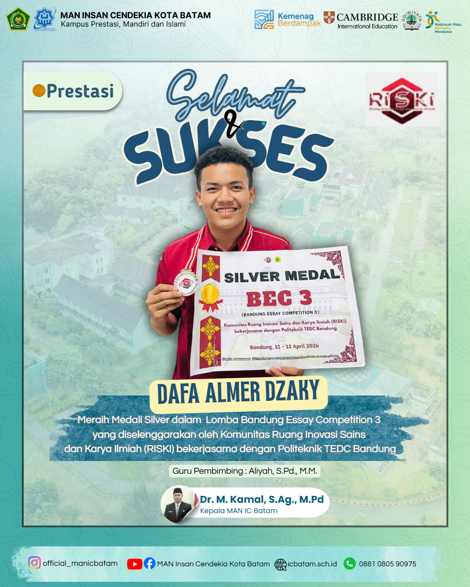 Siswa MAN IC Batam Raih Prestasi pada Bandung Essay Competition 3 Tingkat Nasional