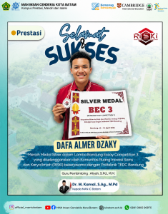 Siswa MAN IC Batam Raih Prestasi pada Bandung Essay Competition 3 Tingkat Nasional