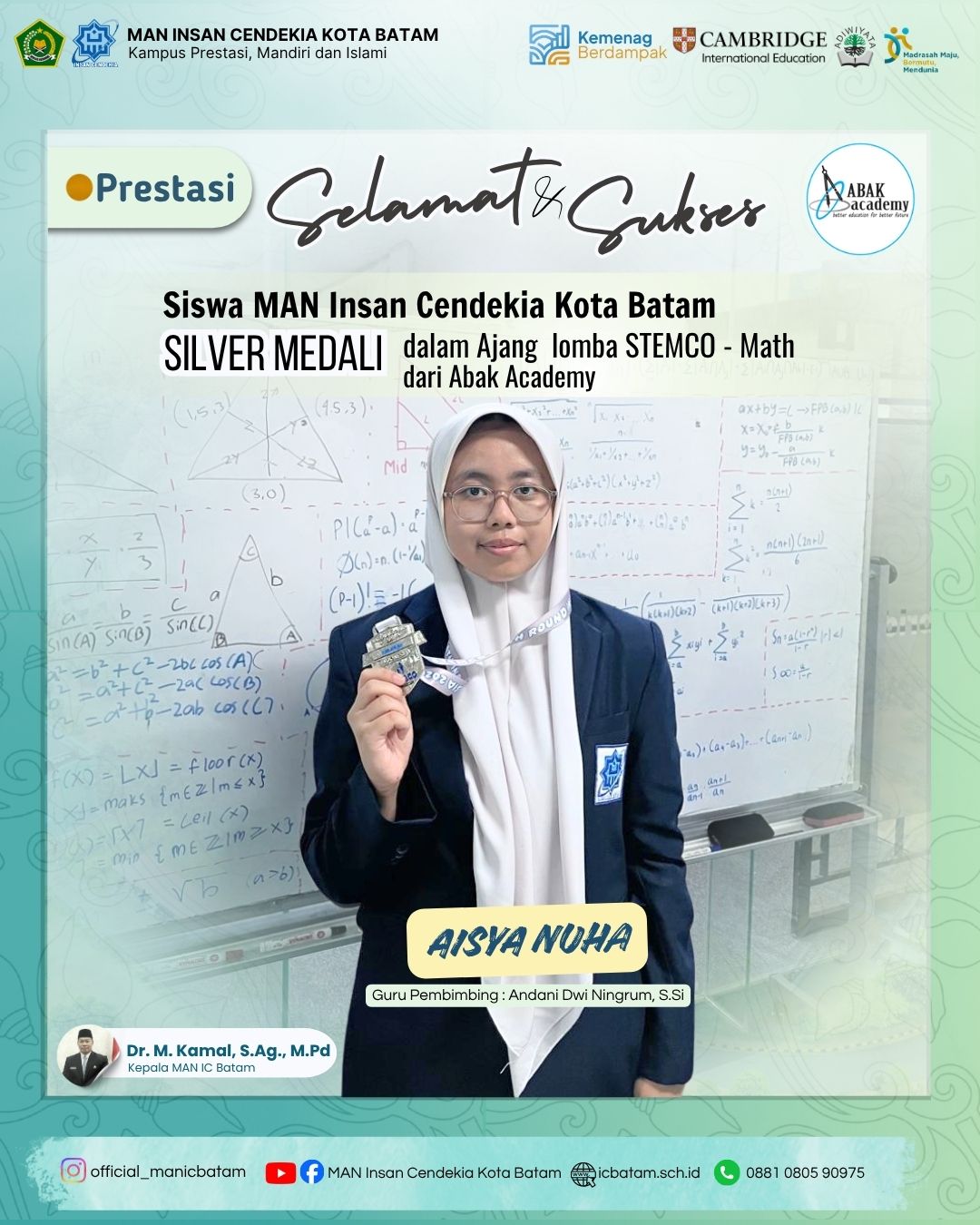 Semangat Berprestasi Berbuah Manis, Siswi MAN IC Batam Raih Silver Medal STEMCO